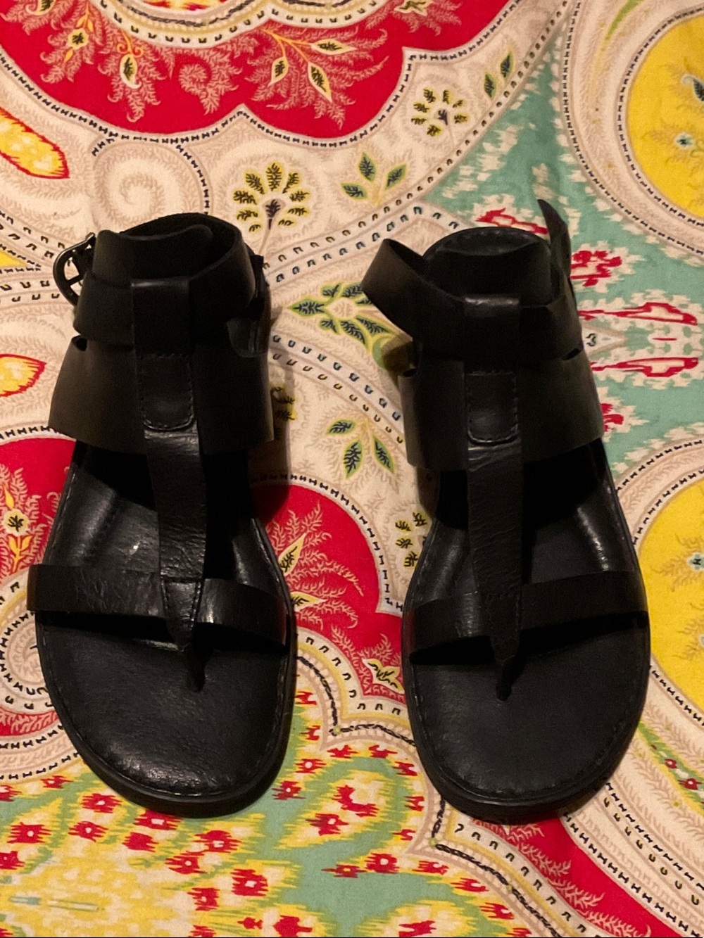 Born Black Leather Gladiator Sandals
